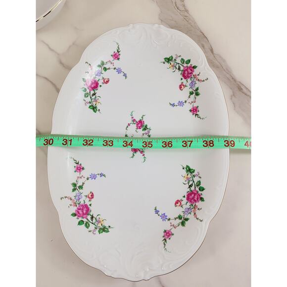 Royal Kent Poland Serving Oval Platter 13" Round Salad Bowl 9" Porcelain x2 Vtg - Picture 14 of 15